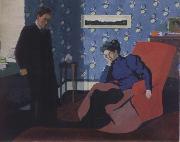 Interior with red armchair and figure, Felix Vallotton